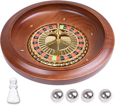 16 Inch Wooden Roulette Wheel, Handcrafted Casino Style Solid Wood Roulette with picture