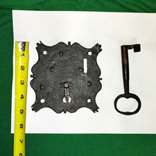 Antique Wrought Iron Lock Key Colonial Spanish West Florida Baroque Chest Coffer picture