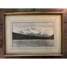 Vintage Cross & Dimmitt Hand Colored Photo Mount Hood Lost Lake Oregon Framed picture