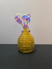 Vintage Yellow Glass Bee Hive Shaped Fly Wasp Insect Catcher Trap picture