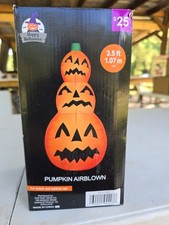 Halloween 3.5FT Airblown Inflatable Light Up LED Pumpkin Stack 3 Gourds High New picture