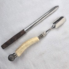 Vintage INOX Cheese Corer Italy & 925 Sterling Silver PRILL Stilton Scoop Spoon picture