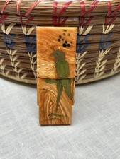 Antique 1930s-40s Art Deco Manicure Set Celluloid Case Handpainted Parrot picture