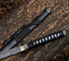 Fully Handmde Damascus Steel Full-Tang Katana/Ninja/Combat Sword with Scabbard. picture