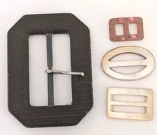 4 VINTAGE BELT BUCKLES - 2 Mother Of Pearl And 2 Plastic  picture