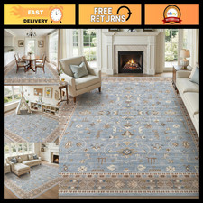 8x10 Area Rug for Living Room Washable Vintage Rugs Blue/Brown picture