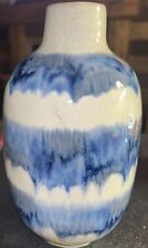 Tie Dye Blue And White Vase Made In Thailand picture