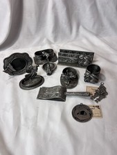 5 lb. Lot of Pewter Items Frame Trinket Votive Letter Holder Ornaments Celestial picture