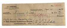 ES Whetsell Mine & Lumber 1st National Bank of Confluence PA Antique 1940s Check picture