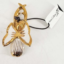 Anna Collette Hunt Anthropologie White Gold Ceramic Stag Beetle Insect Decor picture