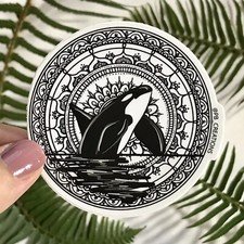 Orca Killer Whale Mandala PNW Ocean Vinyl Sticker picture
