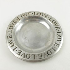 Vintage RWP Wilton Columbia LOVE Engraved Cast Metal Dish Tray Plate picture