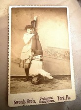 1890s Acrobat Sharpshooter Albumen Cabinet Card Photo Swords Bro’s R Photo picture