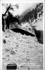 1916 RPPC Great Northern Railway Rotary Snowplow Wreck Tumwater Canyon picture