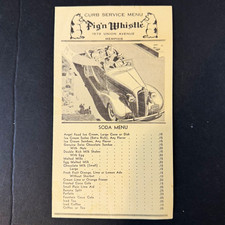 Vtg. 1930s-40s Pig’n Whistle Curb Service Soda Restaurant Menu 1679 Memphis TN picture