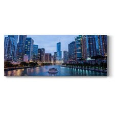 Renditions Gallery Chicago City Night View Photo Canvas Wall Art Prints Office picture
