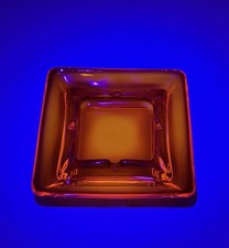 VTG MCM Viking Glass Orange Square Ashtray 6