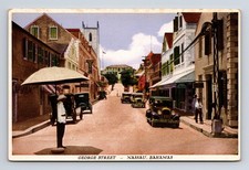 George Street View Old Cars Nassau Postcard picture