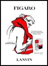 1965 Figaro Lanvin Cologne Vintage PRINT AD Vetiver Men Perfume Art Drawing picture