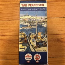 Vtg Chevron San Francisco Road Map - 1960  Extra Long Map  picture