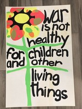 VTG Original Silk Screen Black Light War Is Not Healthy Anti-War Poster 35