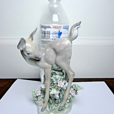 Lladro  #5672 Salvador Debon Baby Deer With Butterfly Gloss Finish As Is picture