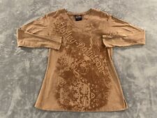 Harley Davidson Shirt Womens XL Brown Floral Sequin Tulsa Oklahoma Motorcycle picture