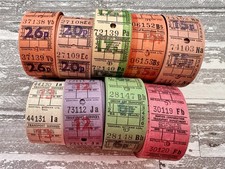 90 Vintage British Bus Tickets, Various Colors, UK Ephemera, Transportation Lot picture