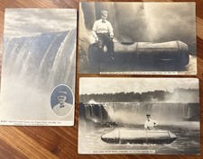 Rare Original 1911 RPPC Bobby Leach Barrel Perilous Trip Niagra Falls Set Of 3 picture