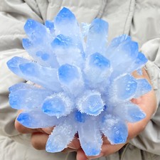 1.43LB Natural Blue Quartz Crystal Cluster Specimen Crystal Flowers Décor picture