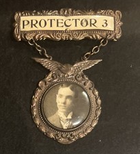Mid/Late 1800’s “Protector 3” Eagle Pin/Badge - Civil War? Fraternal Lodge? picture