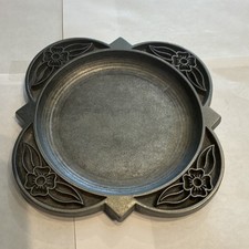Floral Pewter-Tone Metal Quatrefoil Dish Decorative Pewter Floral Dish picture