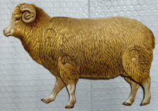Superb Antique Edwardian Tuck Mechanical Animal Die Cut Embossed Ram Sheep HTF picture