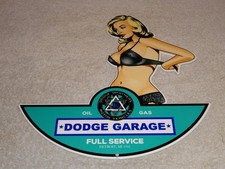 VINTAGE DODGE BROTHERS MOTOR VEHICLE SERVICE GARAGE 👩 WOMAN METAL GASOLINE SIGN picture