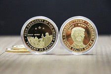 2017 DONALD TRUMP  Presidential Gold Plated Tribute Coin with Blue Velvet Case picture