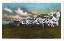 U.S. Navy Jackies From The U.S. Fleet Ashore In Action rifles antique postcard picture