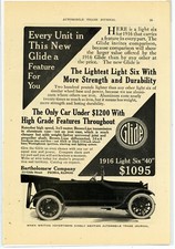 1916 Bartholomew Glide Motor Cars Ad: Light Six 40 Model - Peoria, Illinois picture