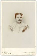 CIRCA 1890'S CABINET CARD Woman Lace Collar Victorian Dress Allison Indianapolis picture