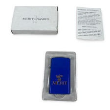 Vintage You've Got Merit Cigarette Lighter Blue Smoking Advertising Metal New picture
