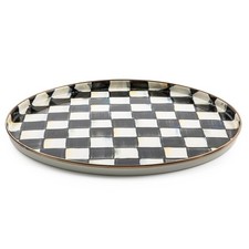 MACKENZIE-CHILDS Enamel Round Tray, Black-and-White Courtly Check picture