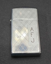Vintage 1959 Zippo Slim style Monogrammed Lighter - A F J picture