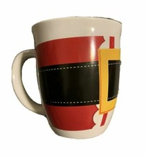 ROYAL NORFOLK Set Of 2 Holiday Ceramic Coffee Mugs Cups 14oz Santa Belt Belly picture