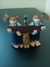 Vintage 1999 Williraye Studio Watermelon Couple with Cat & Flag - WW2742 picture