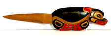 Vintage NWC Salish Indian Carved-Animal Letter Opener, sgnd Willis Peters 88 picture