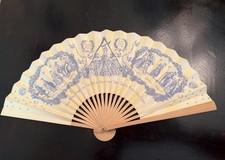 Paper & Wood Hand Fan From Colonial Williamsburg Va Preowned MORAL COMPASS MOTIF picture