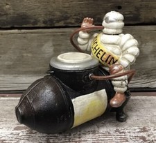 Michelin Man Bibendum on Air Compressor Hollow Cast Iron Advertising Model picture