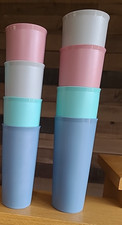 Vtg lot 8 Tupperware Tumbler Cups Tumblers Glasses Pastel USA 2 Sizes NEW NOS picture