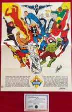 Vintage Marvel Comics Superheroes Foom Poster Signed by Stan Lee with COA Rare picture