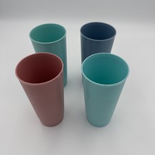 4 Vintage Tupperware Tumblers # 873-32,33,34,35 Aqua,Pink,Blue,Grey (pastel?) picture