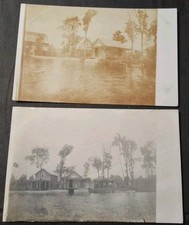 Lot Of 2 RPPC unidentified Lake Houses 1911 Postcards  picture